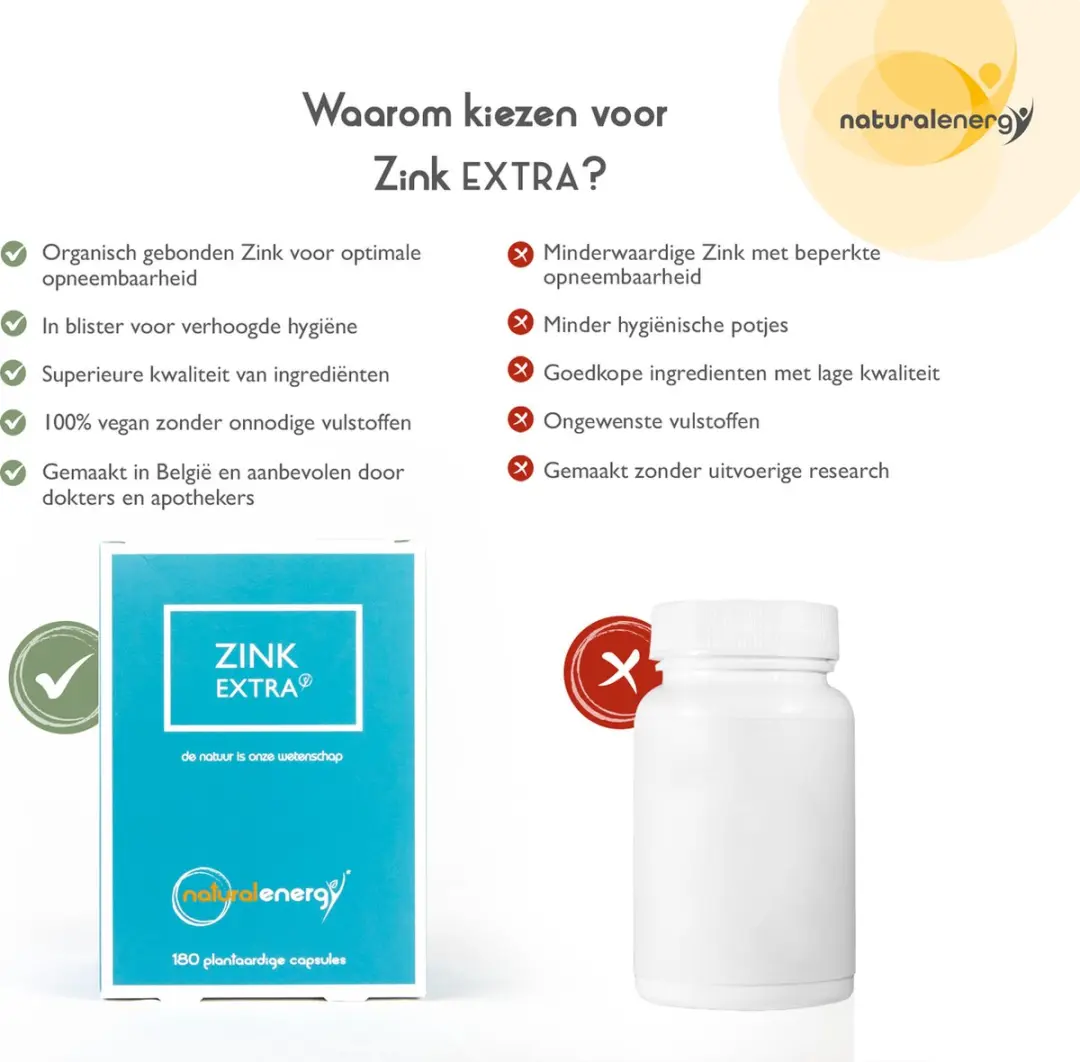 Natural Energy Zink Extra 180 Vegan Capsules - 122g