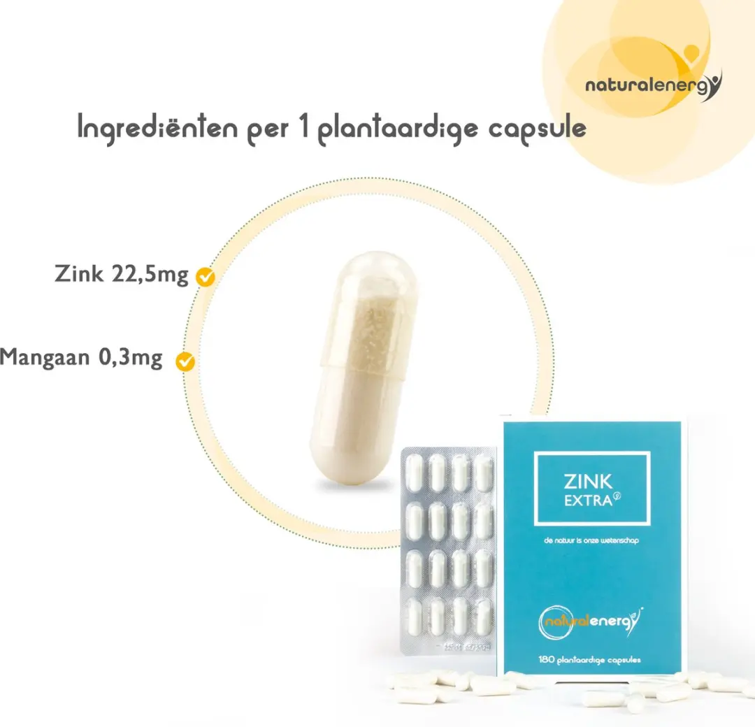 Natural Energy Zink Extra 180 Vegan Capsules - 122g