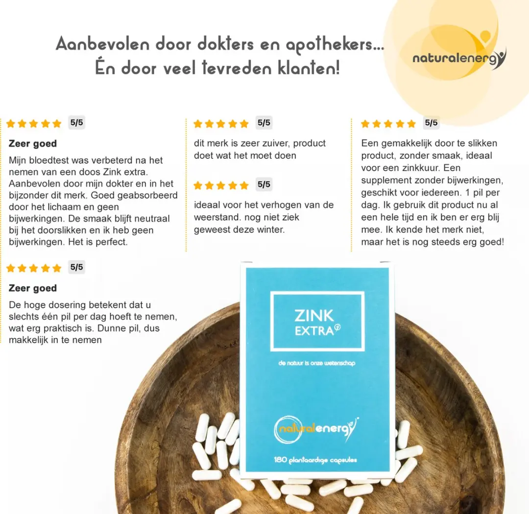 Natural Energy Zink Extra 180 Vegan Capsules - 122g