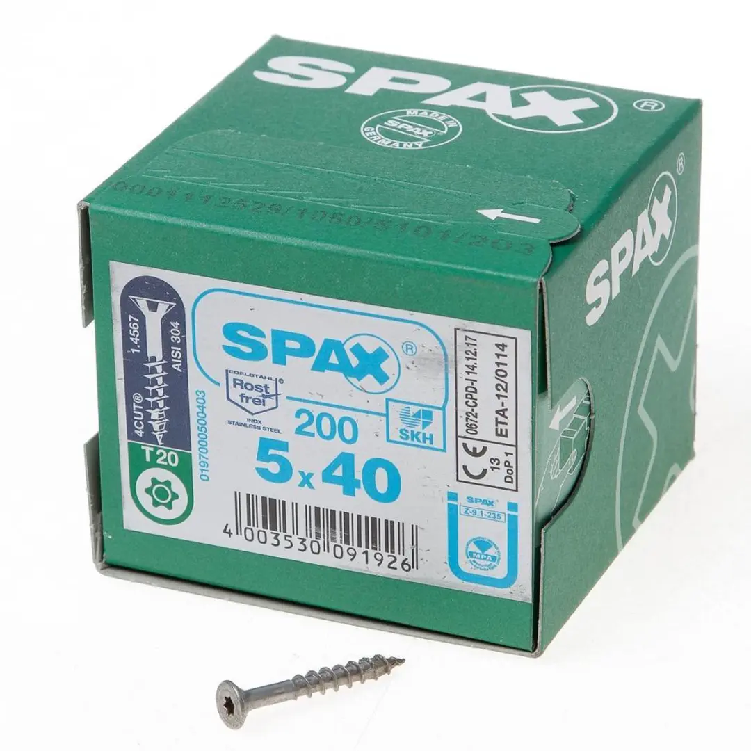 Spax Spaanplaatschroef RVS Torx 5.0 x 40 - 200 Stuks - afbeelding 2 van 3