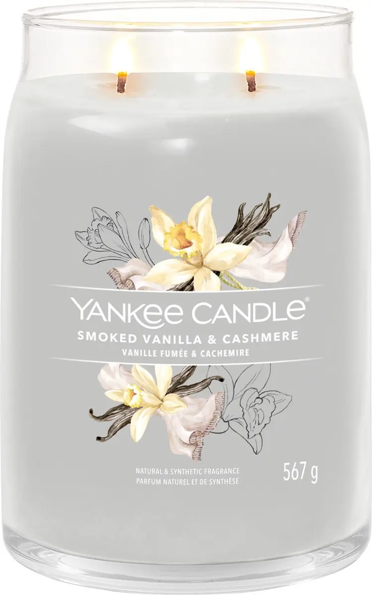Yankee Candle Smoked Vanilla & Cashmere Geurkaars - 90 uur - Grijs - afbeelding 3 van 3