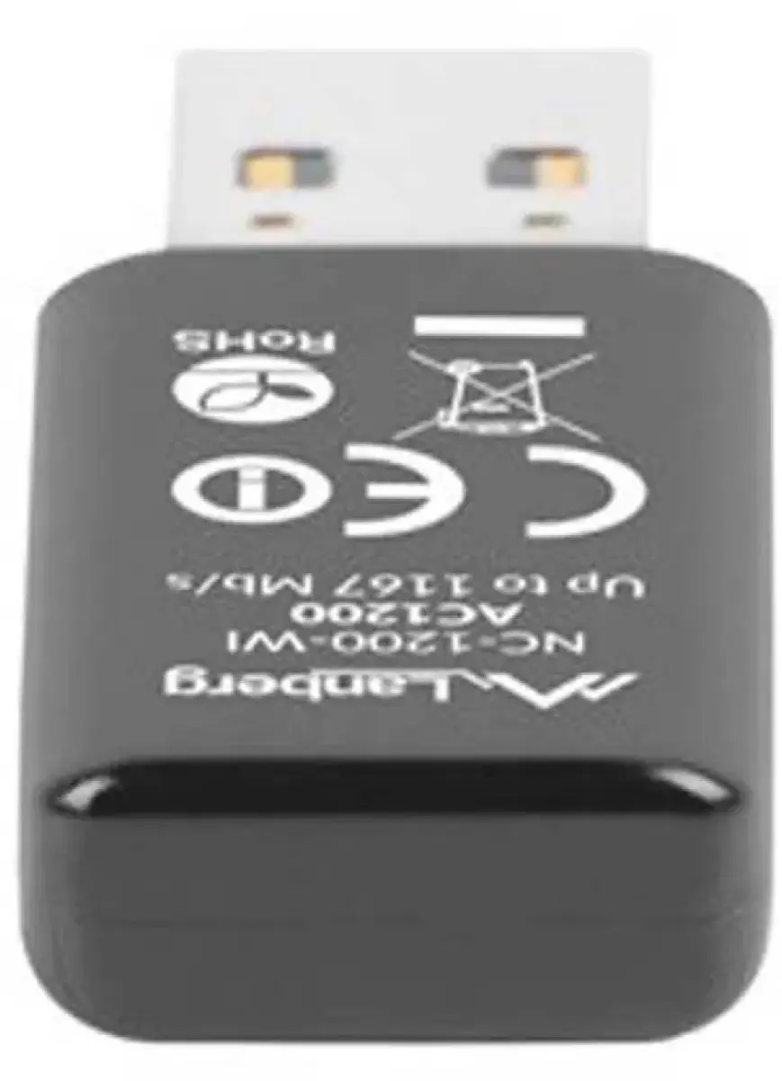 Lanberg AC1200 USB Dual-band WiFi-adapter - 2 Antennes - Zwart - afbeelding 6 van 6
