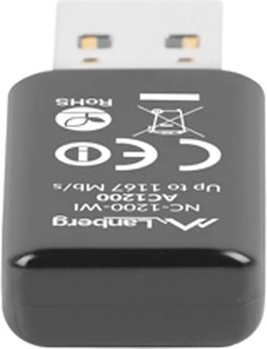 Lanberg AC1200 USB Dual-band WiFi-adapter - 2 Antennes - Zwart - afbeelding 5 van 6