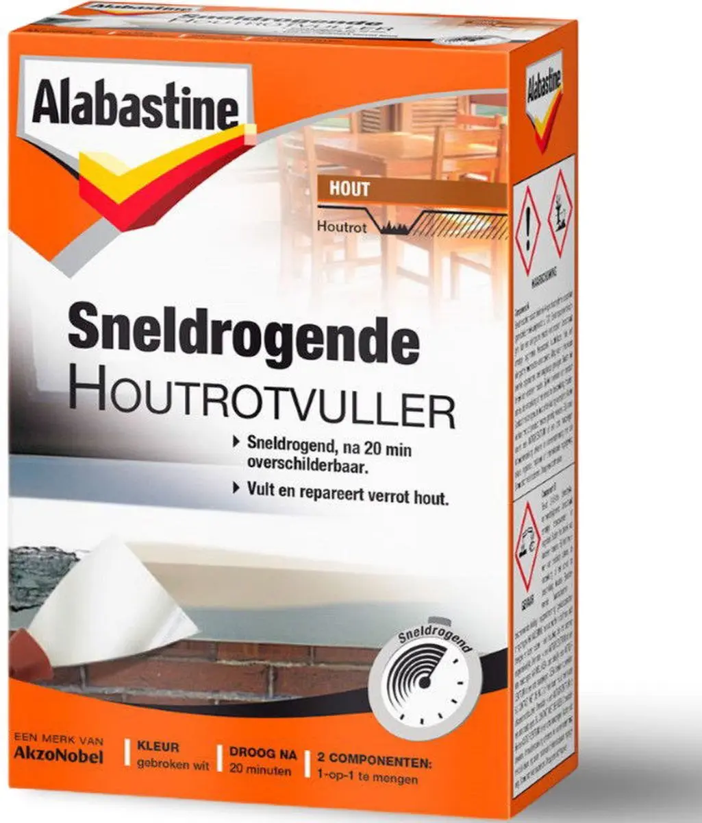 Alabastine Sneldrogende Houtrotvuller 2K 465g - Gebroken wit - afbeelding 2 van 2
