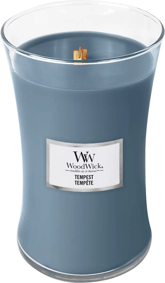 Woodwick Hourglass Geurkaars Tempest - 130 Branduren - Blauw - afbeelding 3 van 4