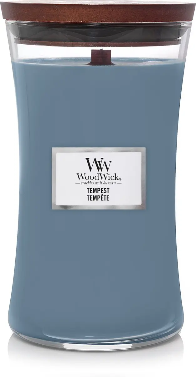 Woodwick Hourglass Geurkaars Tempest - 130 Branduren - Blauw