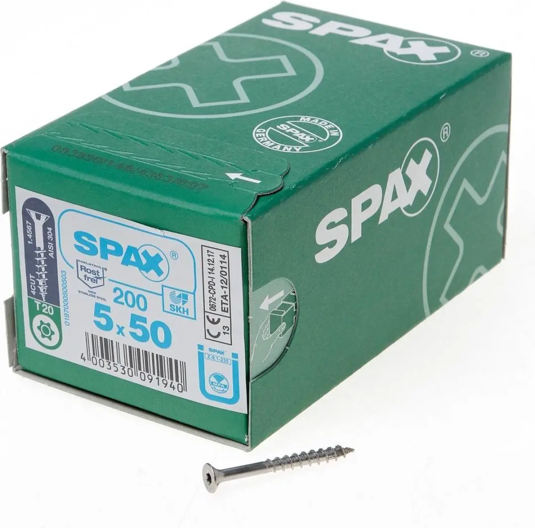 Spax Spaanplaatschroef RVS Torx 5.0 x 50mm - 200 Stuks - afbeelding 2 van 2