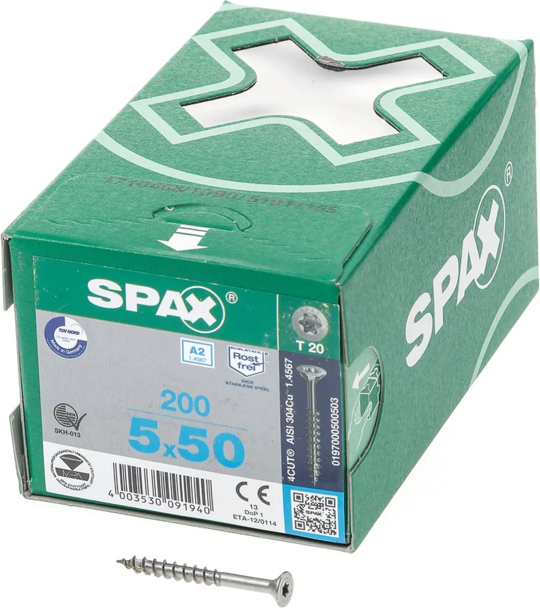 Spax Spaanplaatschroef RVS Torx 5.0 x 50mm