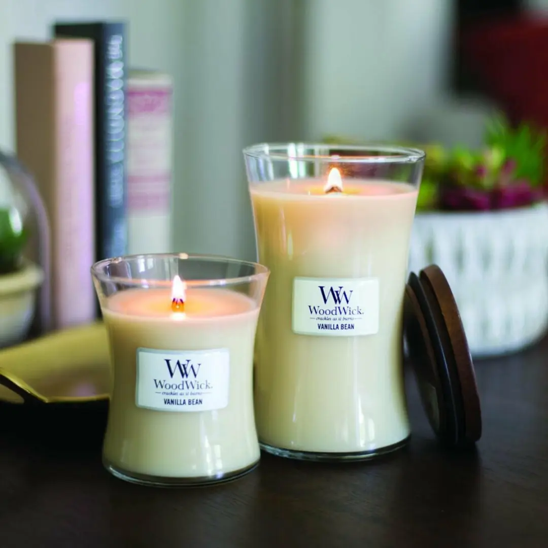Woodwick Hourglass Geurkaars - Vanille - 130 Branduren - afbeelding 5 van 6