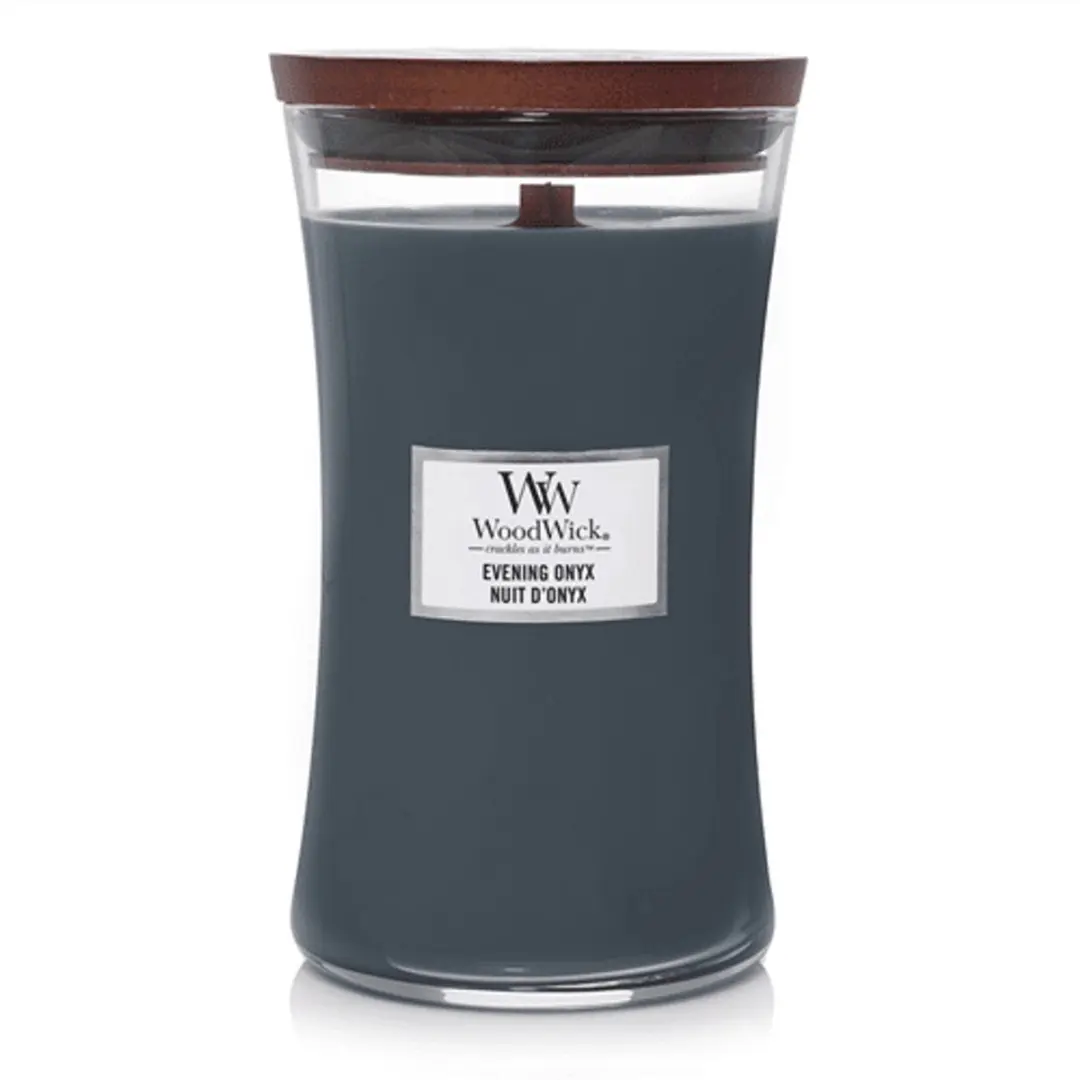 Woodwick Hourglass Evening Onyx Geurkaars - 130 Branduren - afbeelding 4 van 4