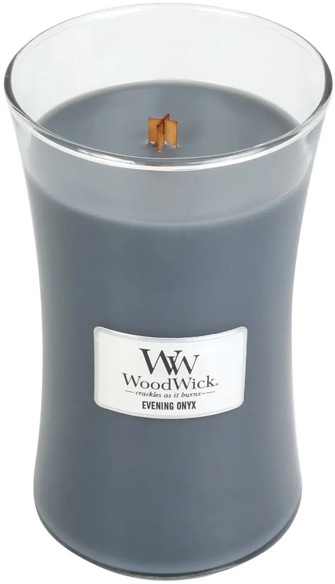 Woodwick Hourglass Evening Onyx Geurkaars - 130 Branduren - afbeelding 3 van 4