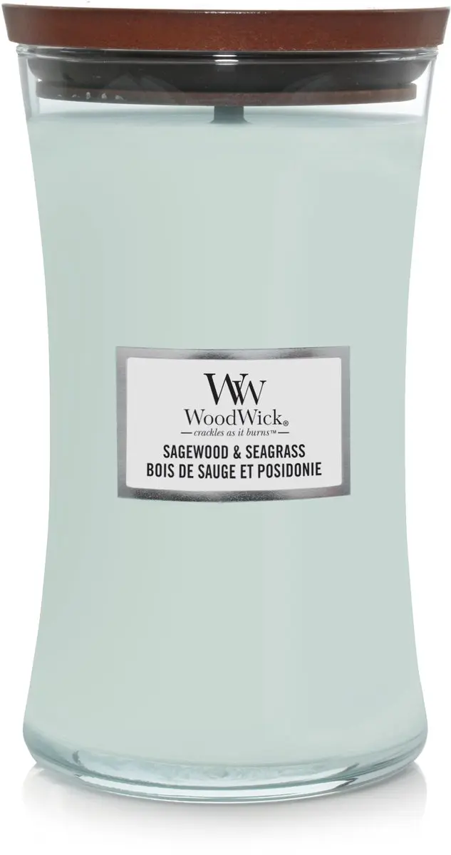 Woodwick Hourglass Geurkaars - Sagewood & Seagrass 130 uur - afbeelding 4 van 4