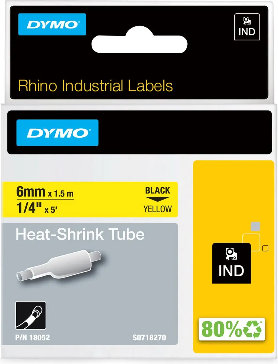 DYMO Rhino S0718270 Heat-Shrink Labels 6mm x 1,5m