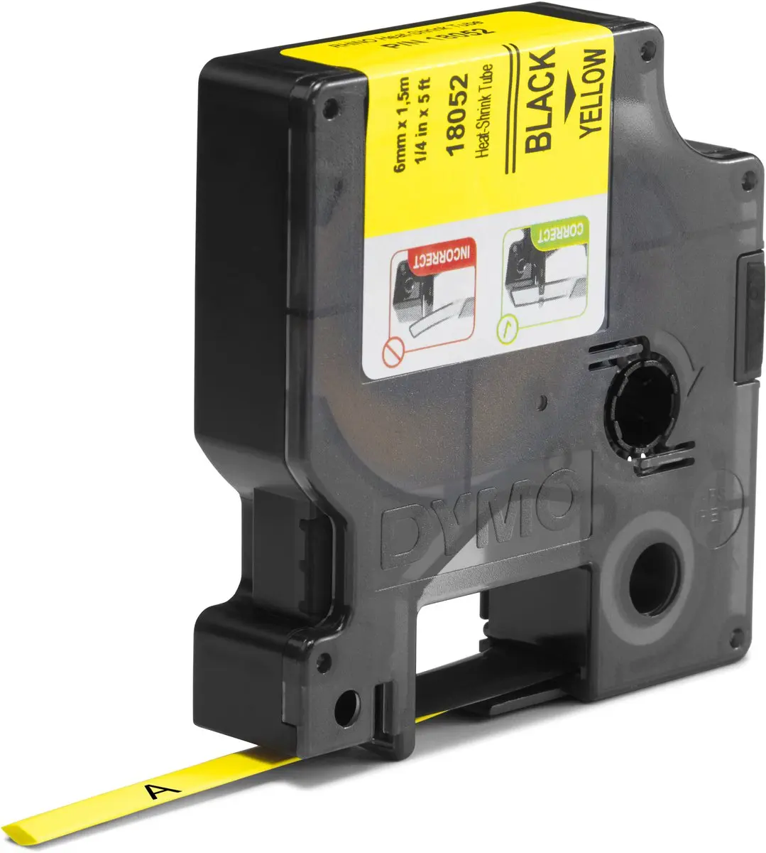 DYMO Rhino S0718270 Heat-Shrink Labels 6mm x 1,5m - Zwart op Geel - afbeelding 2 van 6