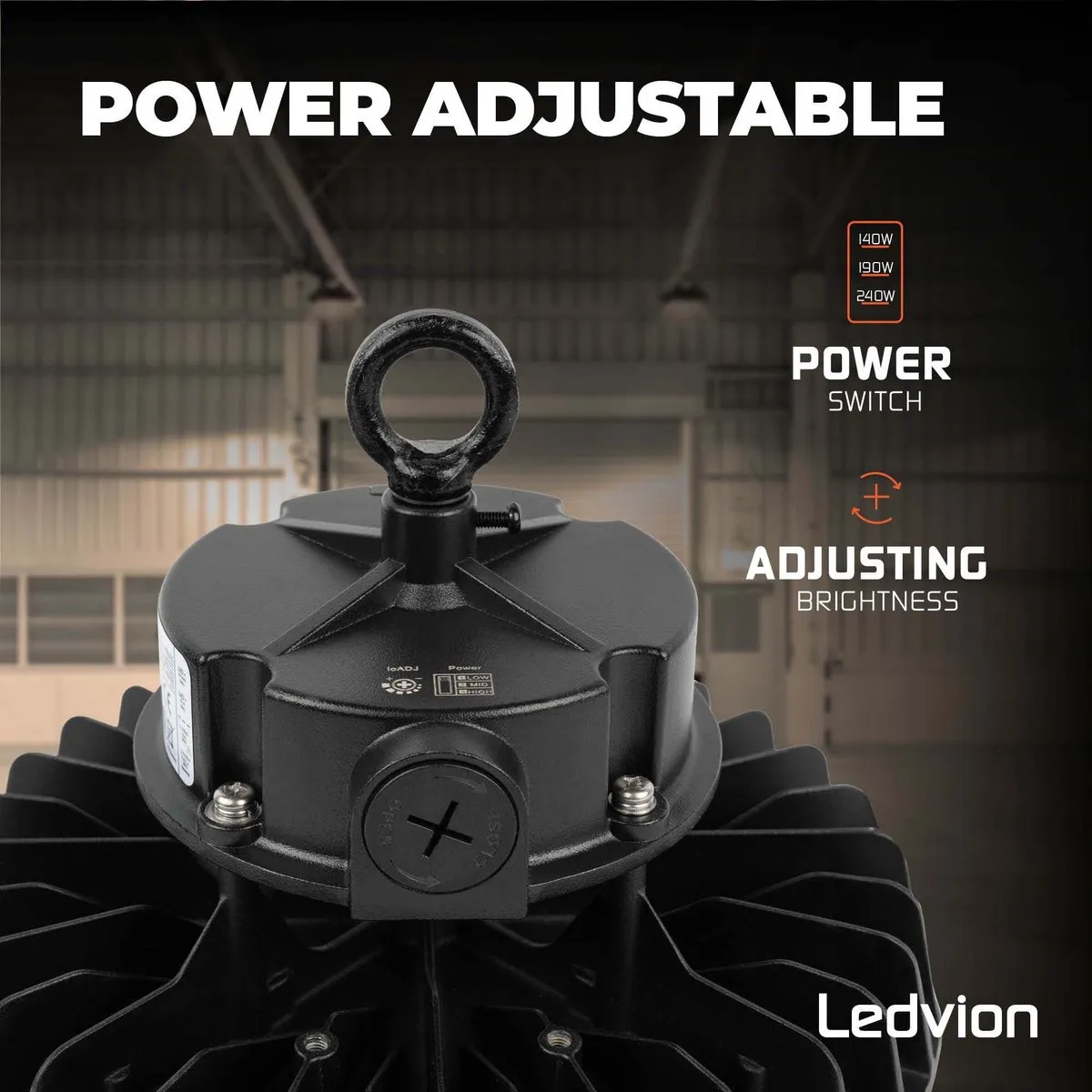 LEDVION LED High Bay 240W Driver - 42.000Lm - 4000K - IP65 - Zwart - afbeelding 6 van 6