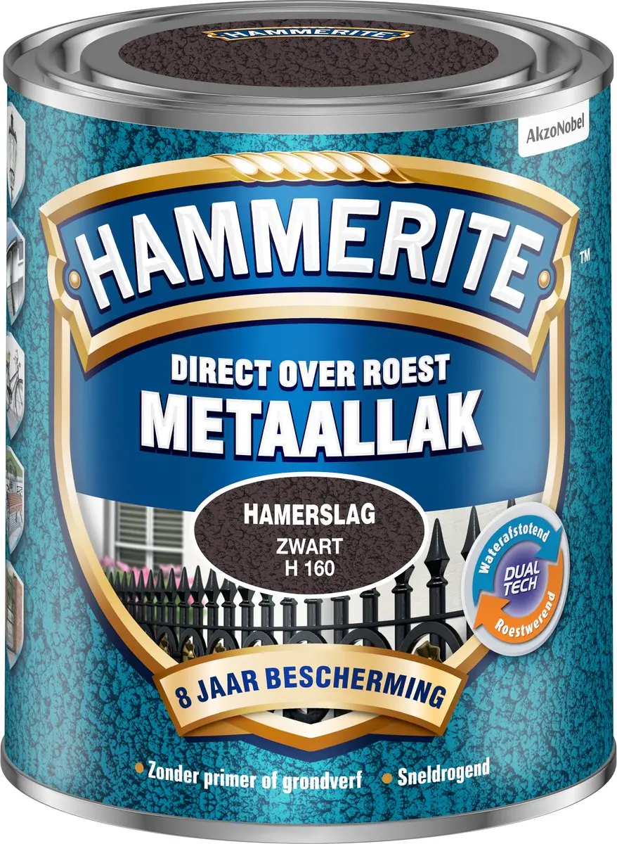 Hammerite Metaallak Hamerslag Zwart 750ml