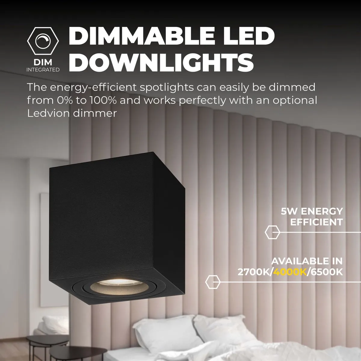 Ledvion LED Opbouwspot 3W 4000K - Zwart - afbeelding 6 van 6