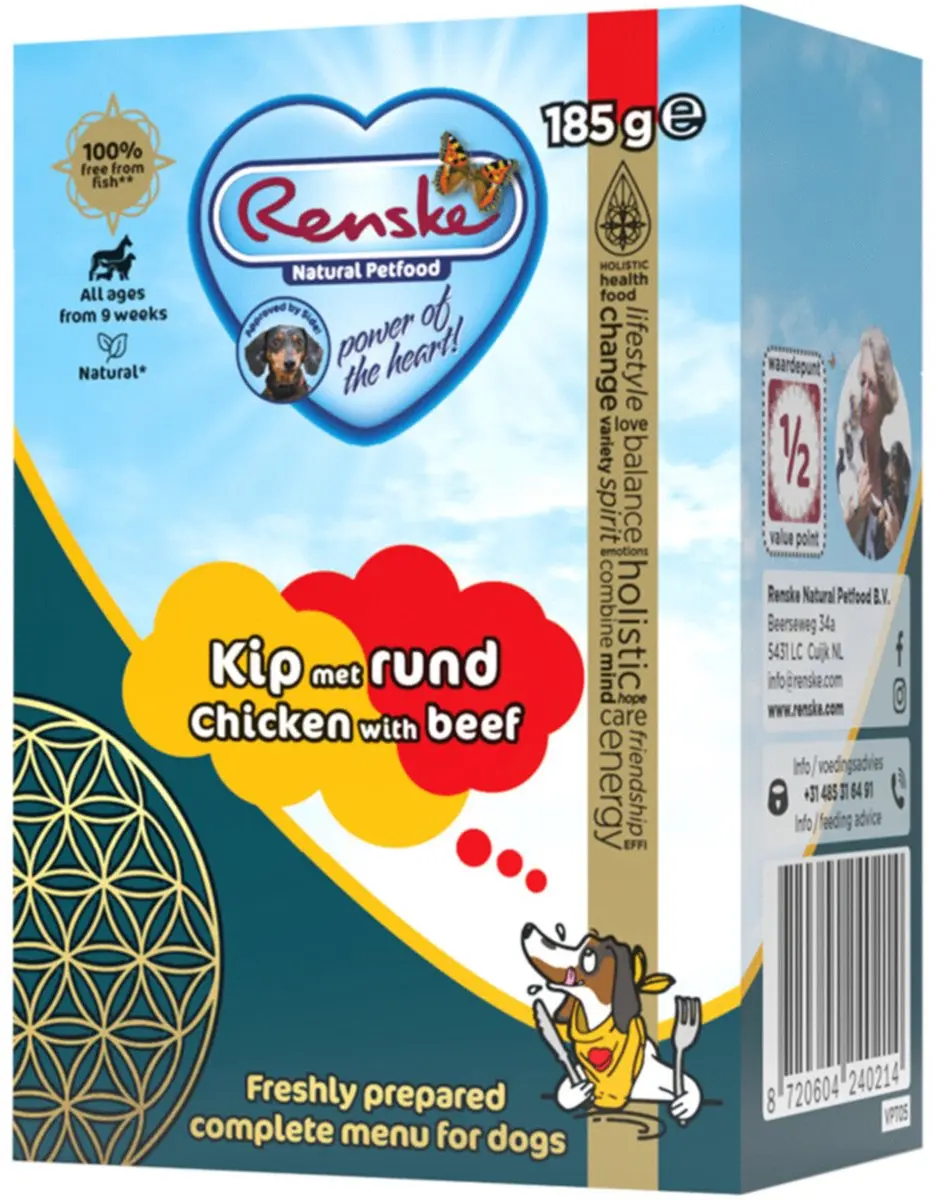 Renske Vers Tetrapack Hondenvoer Kip&Rund 185g