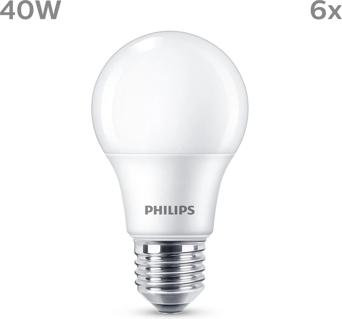 Philips LED Lamp E27 4.9W Warmwit - 6 Stuks