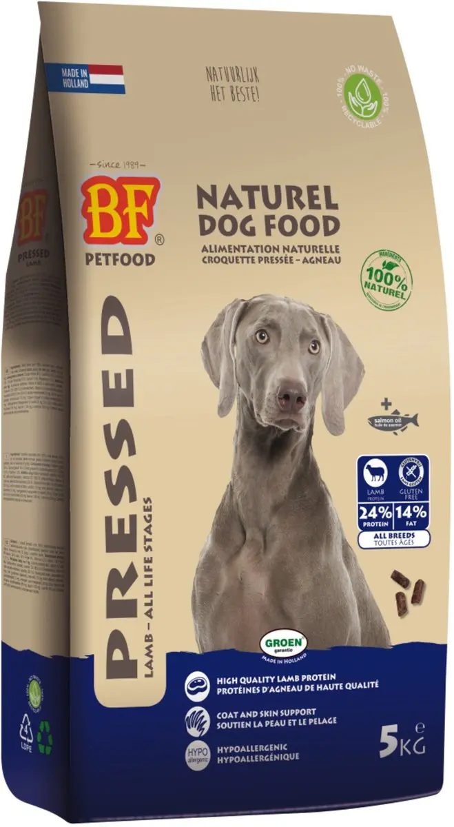 BF Petfood Biofood Geperst Lam & Rijst Premium Hondenvoer 5kg