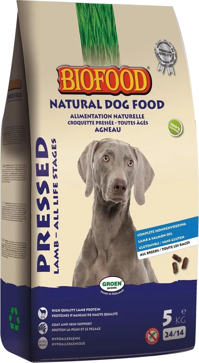 BF Petfood Biofood Geperst Lam & Rijst Premium Hondenvoer 5kg