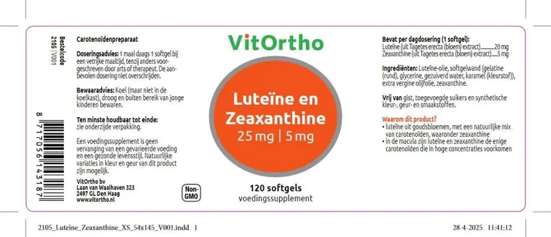 VitOrtho NOW Luteïne & Zeaxanthine 120 Softgels - afbeelding 2 van 5