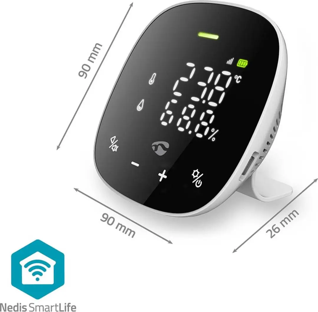 Nedis SmartLife Luchtkwaliteitsmeter CO₂ - Temperatuur/Vochtigheid - Wi-Fi - Zwart - afbeelding 3 van 6