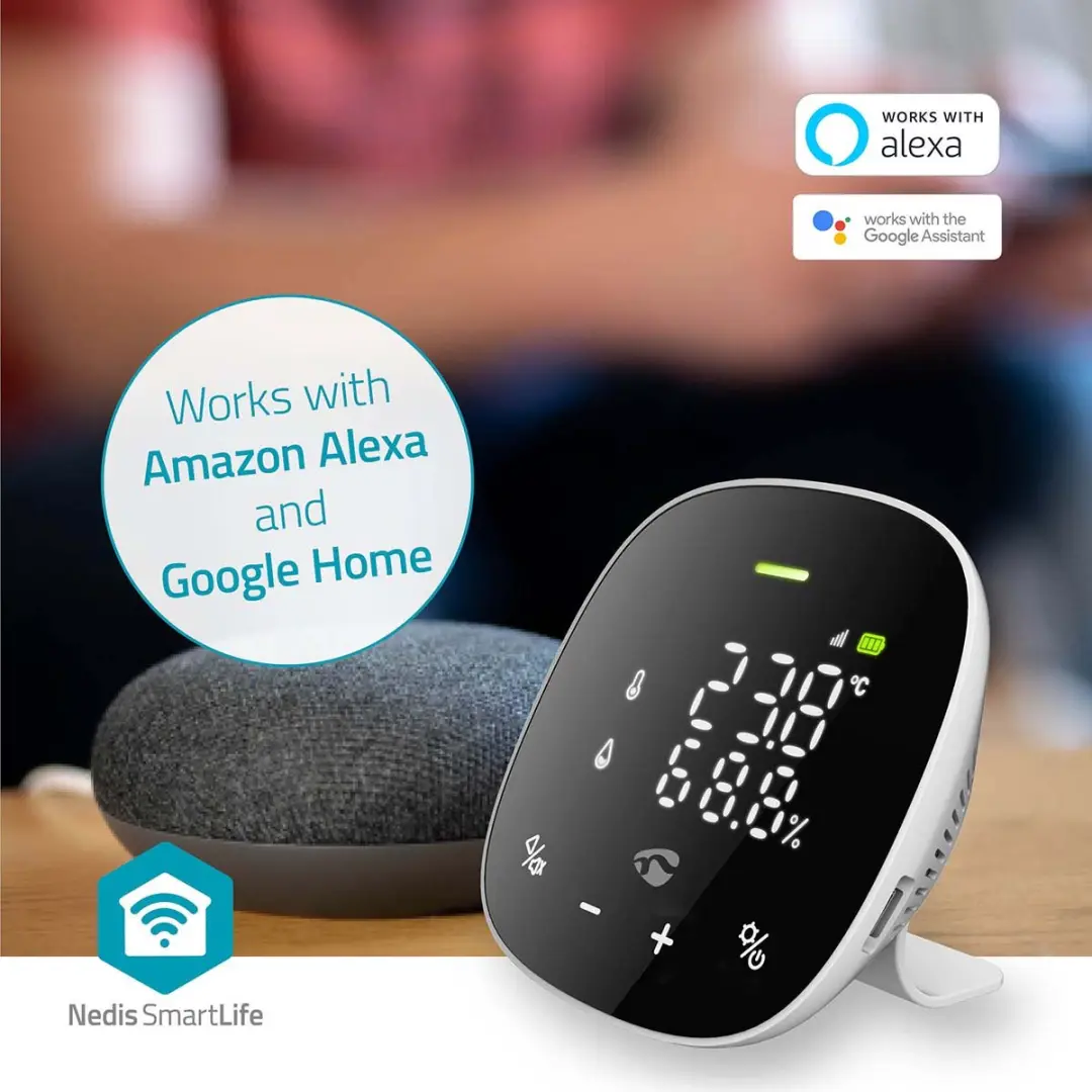 Nedis SmartLife Luchtkwaliteitsmeter CO₂ - Temperatuur/Vochtigheid - Wi-Fi - Zwart - afbeelding 6 van 6