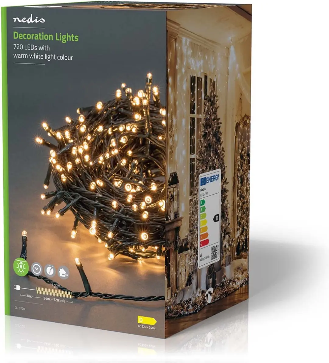 Nedis Kerstverlichting Koord 720 LED Warm Wit 54m