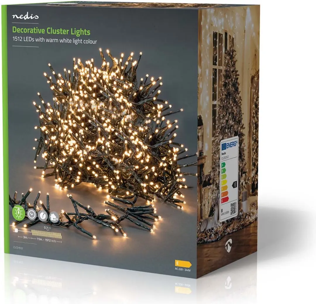Nedis Kerstverlichting Cluster 1512 Warm Wit 11m