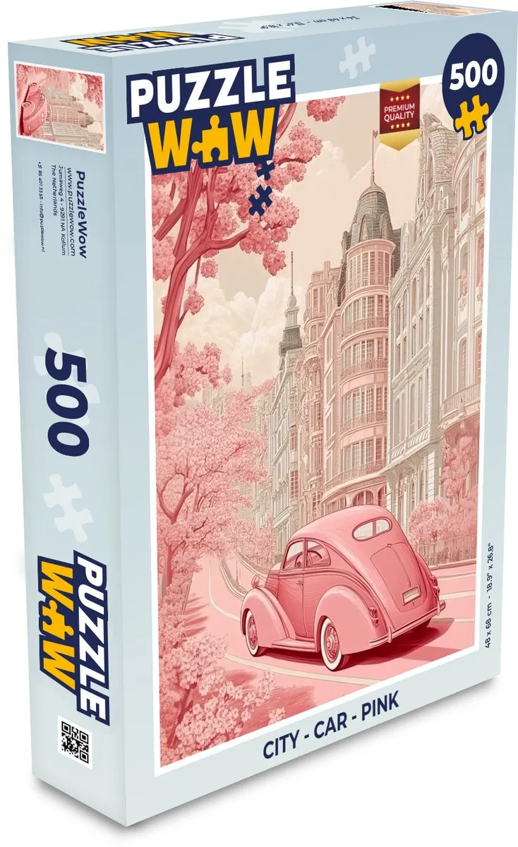 PuzzleWow Puzzel City Car Roze Legpuzzel 500 Stuks