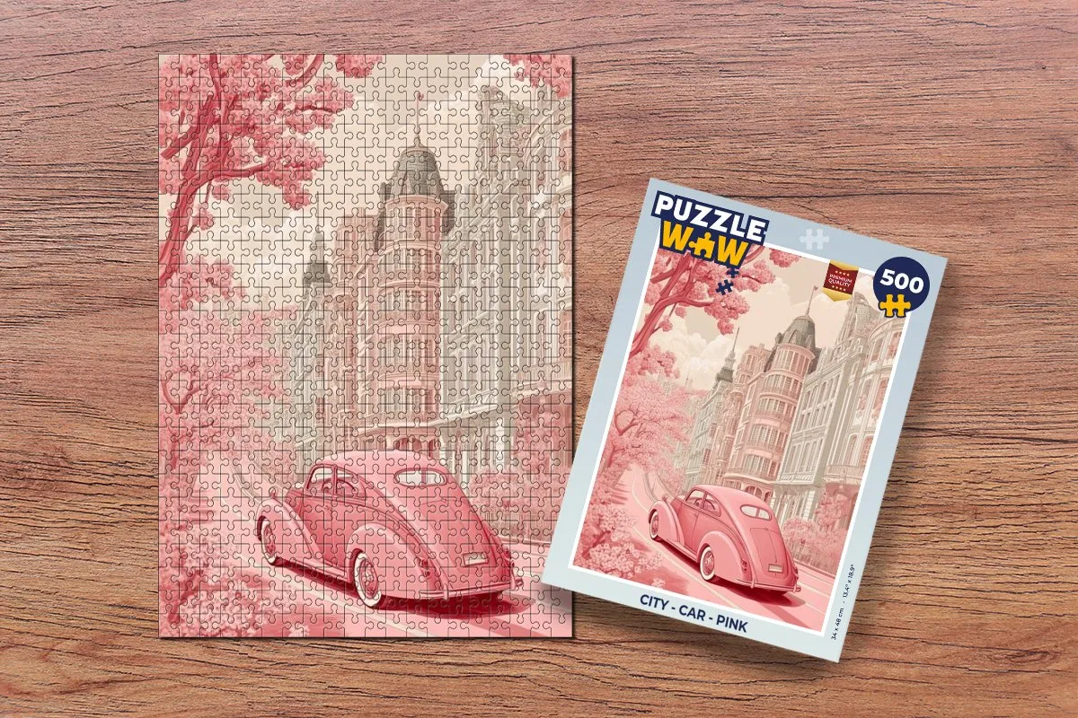 PuzzleWow Puzzel City Car Roze Legpuzzel 500 Stuks