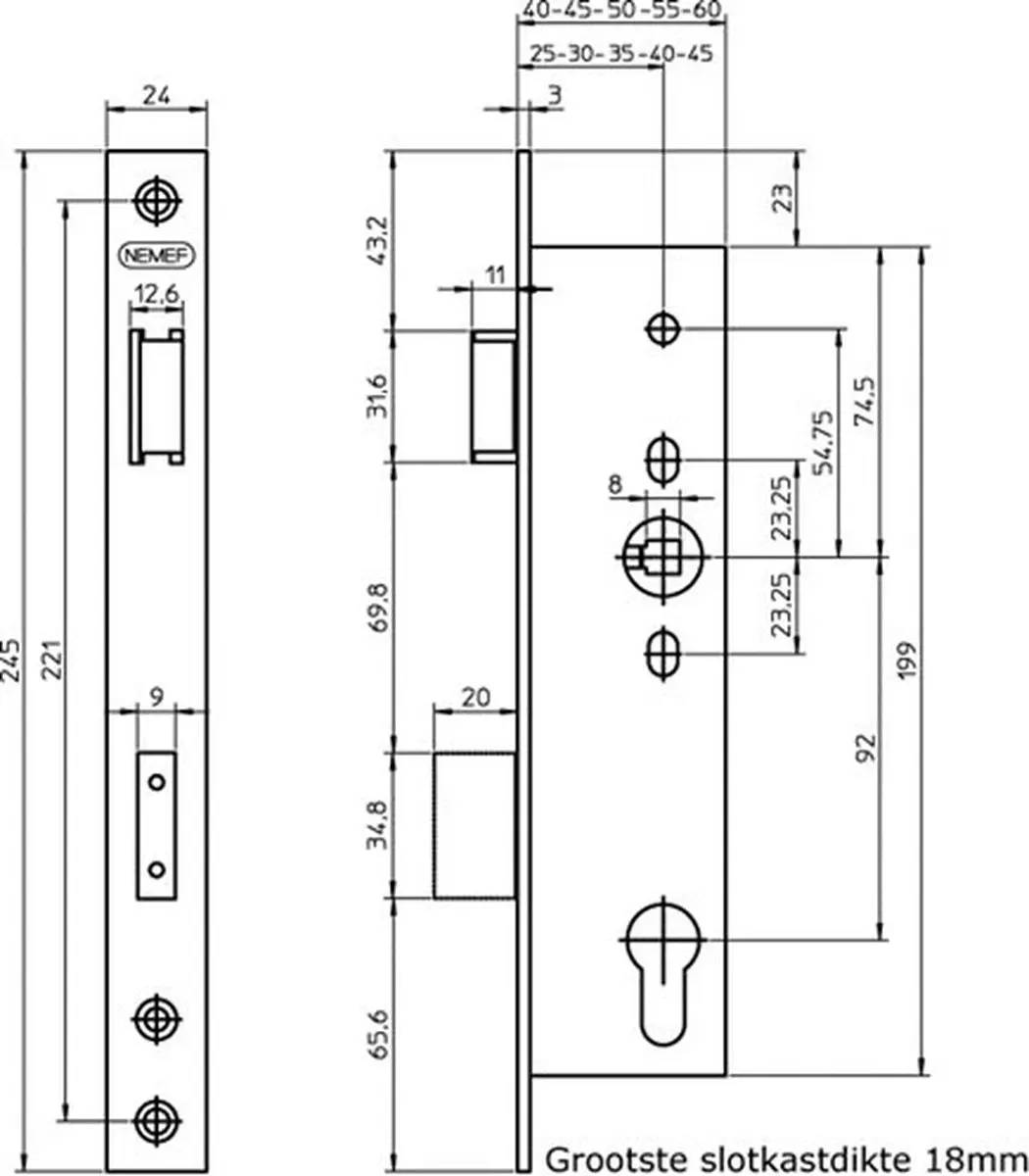 Nemef D+N Slot Veiligheid PC92 25mm - Zilvergrijs - afbeelding 2 van 6