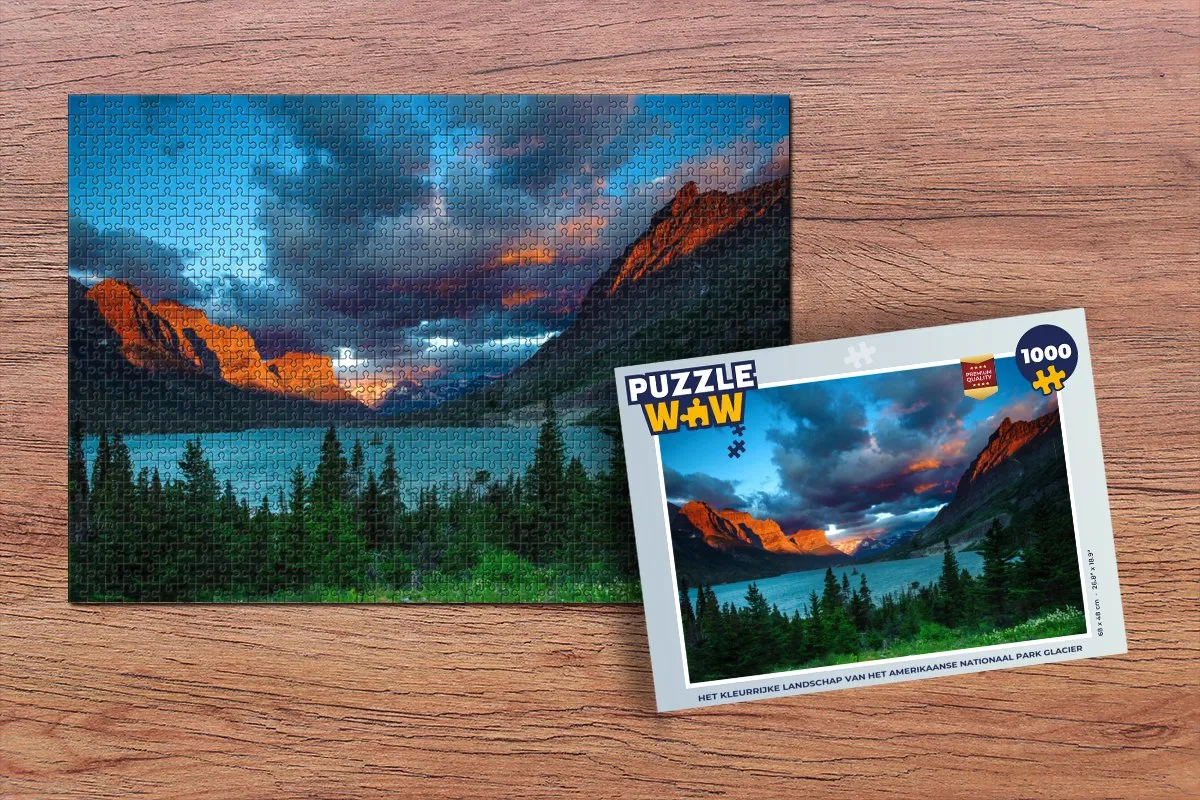 PuzzleWow Legpuzzel Glacier Nationaal Park 1000 Stuks - Multicolor