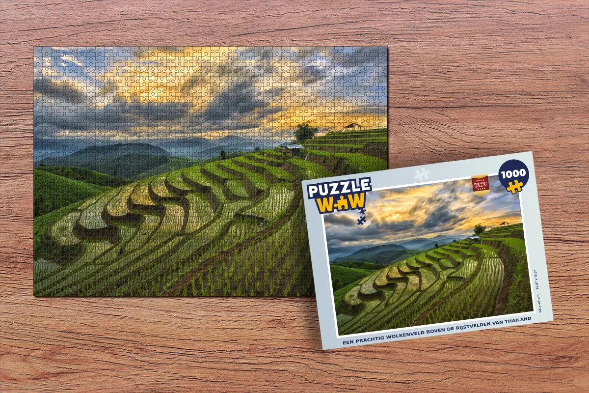 PuzzleWow Wolkenveld Thailand Legpuzzel 1000 Stuks - Multicolor