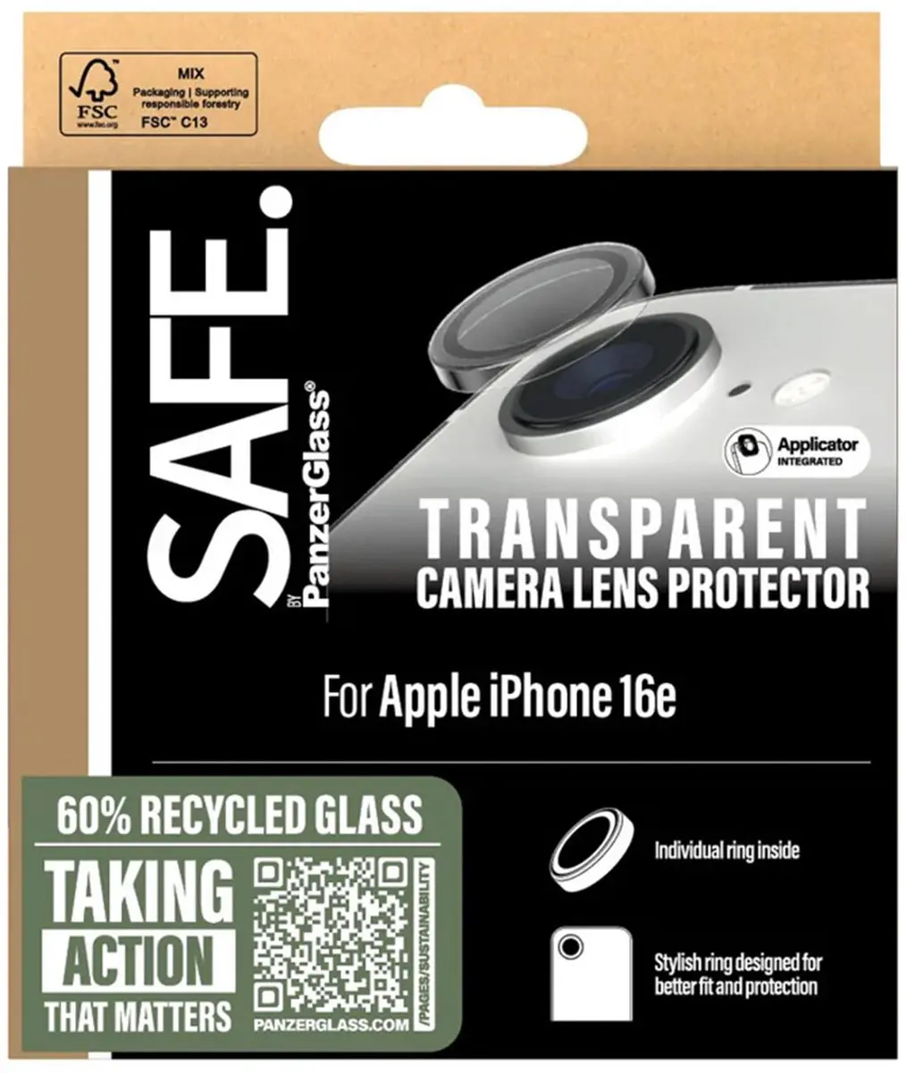 PanzerGlass SAFE Camera Lens Protector iPhone 17e/16e - Transparant