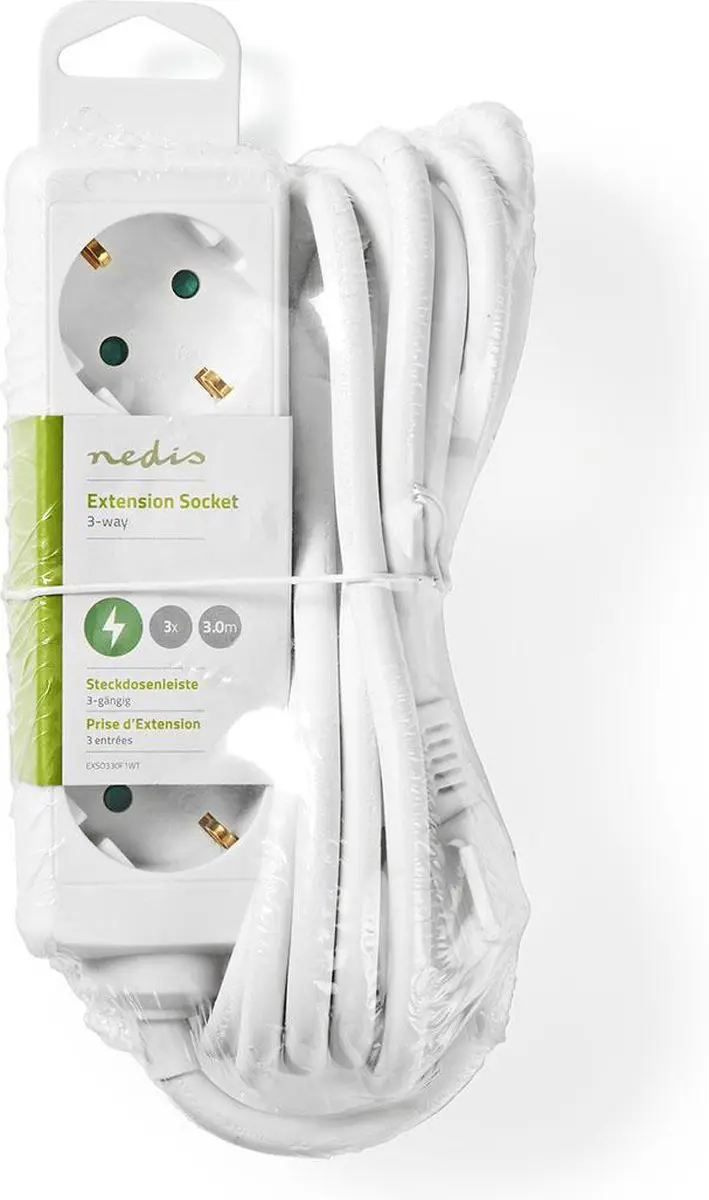 Nedis Stekkerdoos Type F 3-wegs 3m - 3680W Wit - afbeelding 5 van 6