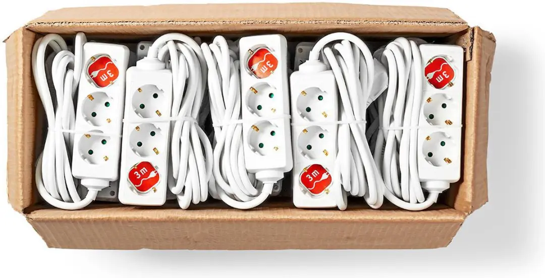 Nedis Stekkerdoos Type F 3-wegs 3m - 3680W Wit - afbeelding 6 van 6