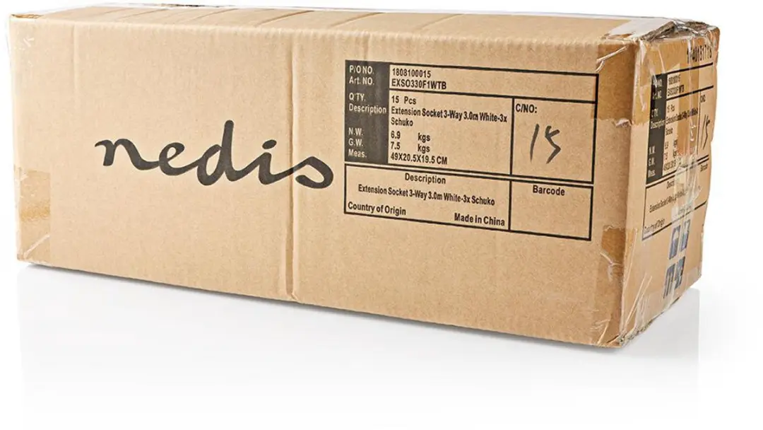 Nedis Stekkerdoos Type F 3-wegs 3m - 3680W Wit - afbeelding 3 van 6