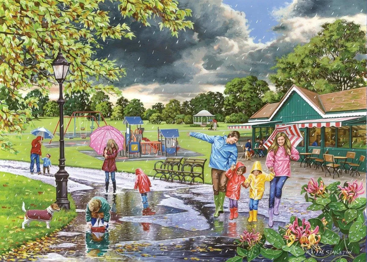 House Of Puzzles Puddles Puzzel 500 Stuks - 34,3x48,3cm - Multicolor