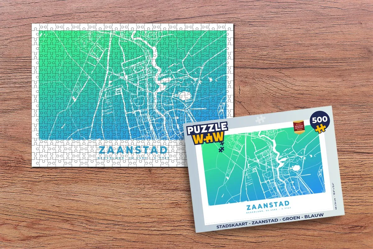 PuzzleWow Stadskaart Zaanstad Legpuzzel 500 Stuks - Multicolor