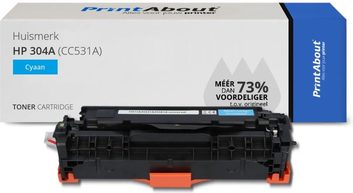 PrintAbout HP 304A CC531A Toner Cyaan - 13.600 Pagina's