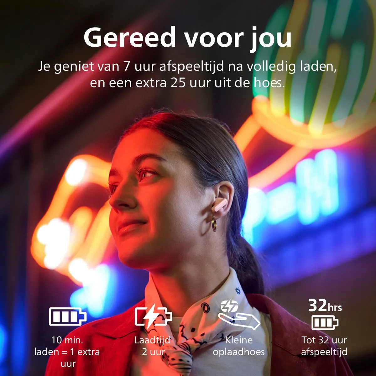 Philips TAT2000 In-Ear Oordopjes - 32u Afspeeltijd - Roze