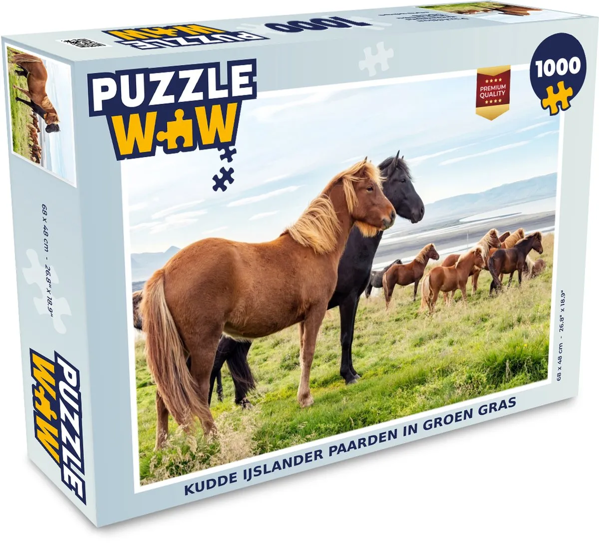 PuzzleWow Legpuzzel IJslander paarden in groen gras 1000 Stuks - Multicolor