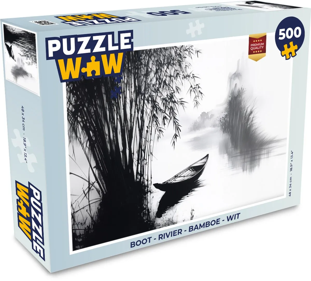 PuzzleWow Boot Rivier Legpuzzel 500 Stuks - Bamboe/Wit