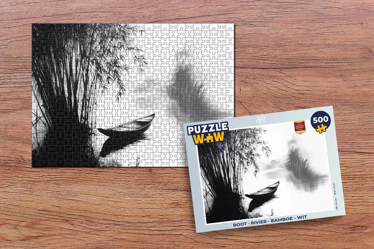PuzzleWow Boot Rivier Legpuzzel 500 Stuks - Bamboe/Wit