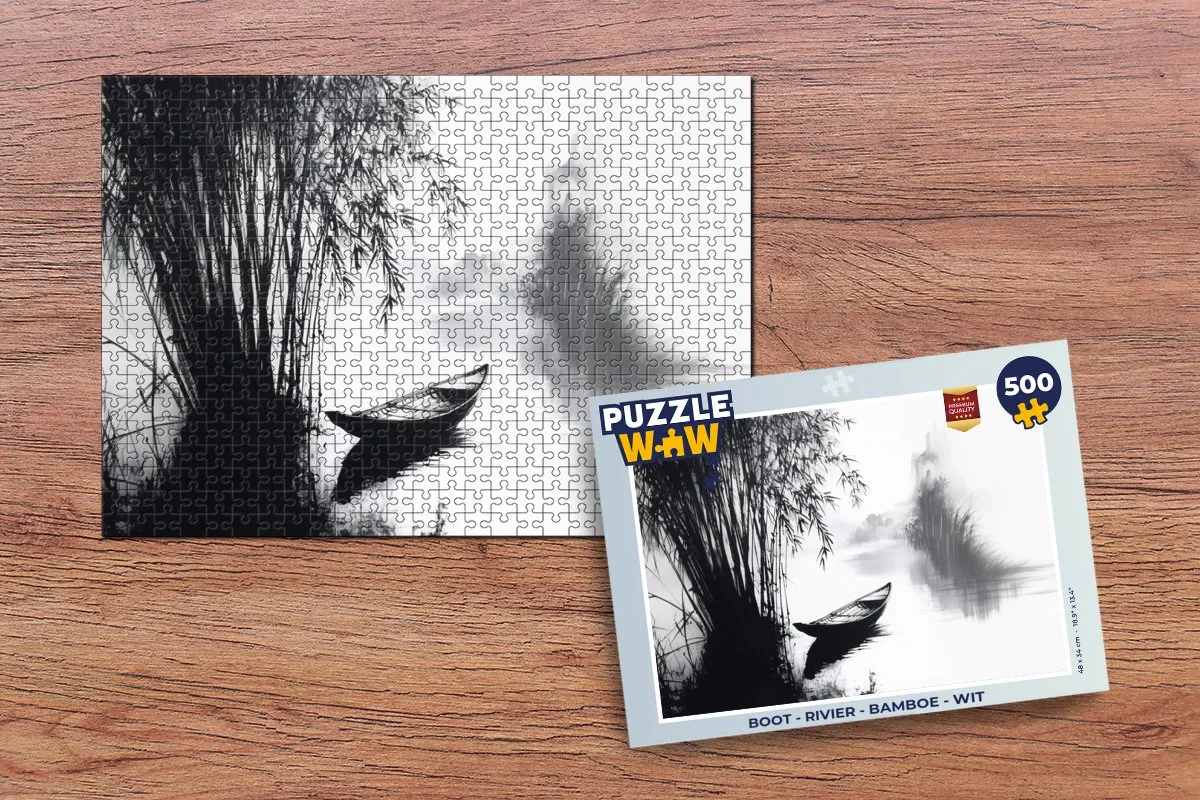 PuzzleWow Boot Rivier Legpuzzel 500 Stuks - Bamboe/Wit