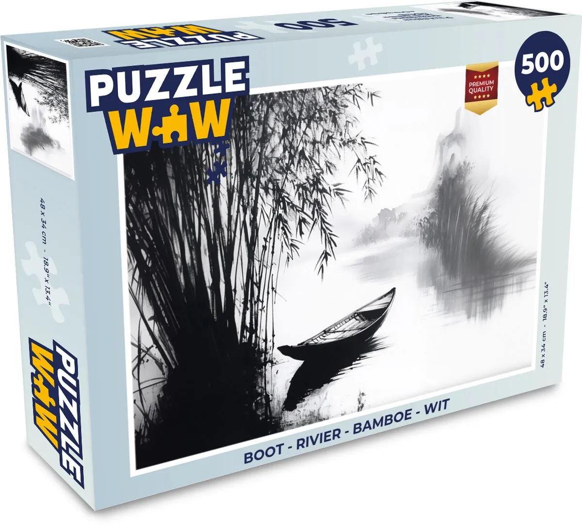 PuzzleWow Boot Rivier Legpuzzel 500 Stuks - Bamboe/Wit
