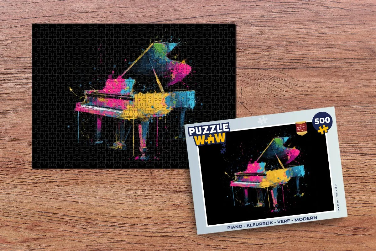 PuzzleWow Piano Verf Legpuzzel 500 Stuks - Kleurrijk