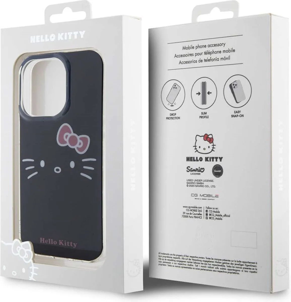 Hello Kitty IML Kitty Face Hoesje iPhone 15 Pro Max - Zwart